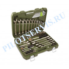 ДелоТехники 620777 Набор головок 1/4", 1/2" с комбинированными ключами, 77предм.